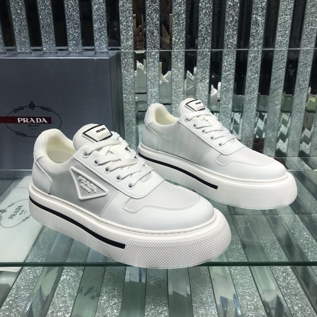 Prada Logo Sneakers In White - DesignerGu