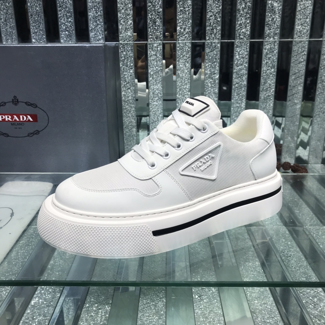 Prada Logo Sneakers In White - DesignerGu