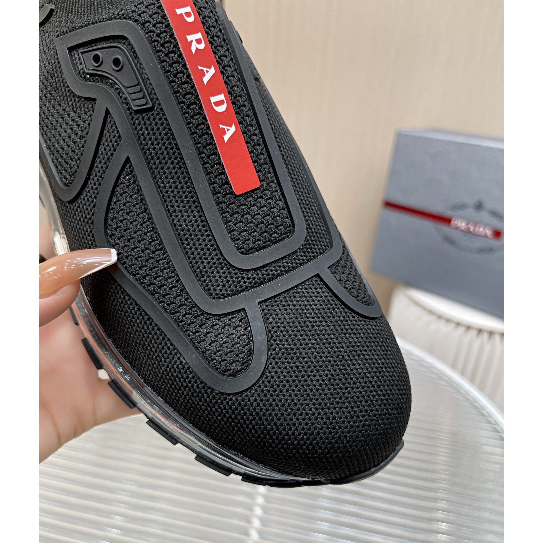 Prada Logo Sneakers In Black - DesignerGu