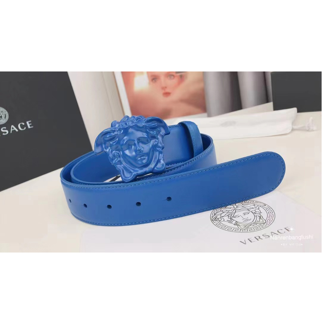 Versace Medusa Head Mens Fashion Blue Belt - DesignerGu