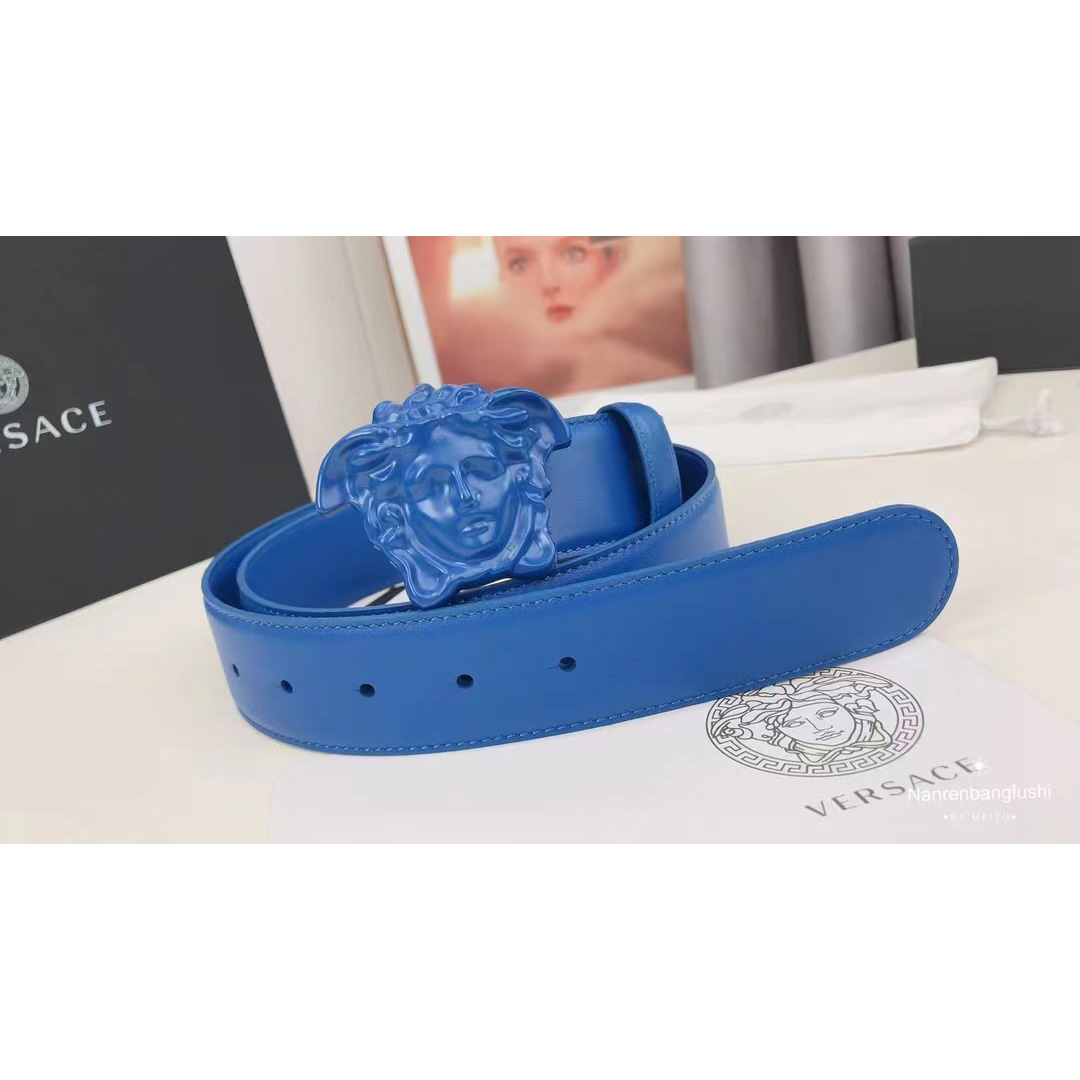 Versace Medusa Head Mens Fashion Blue Belt - DesignerGu