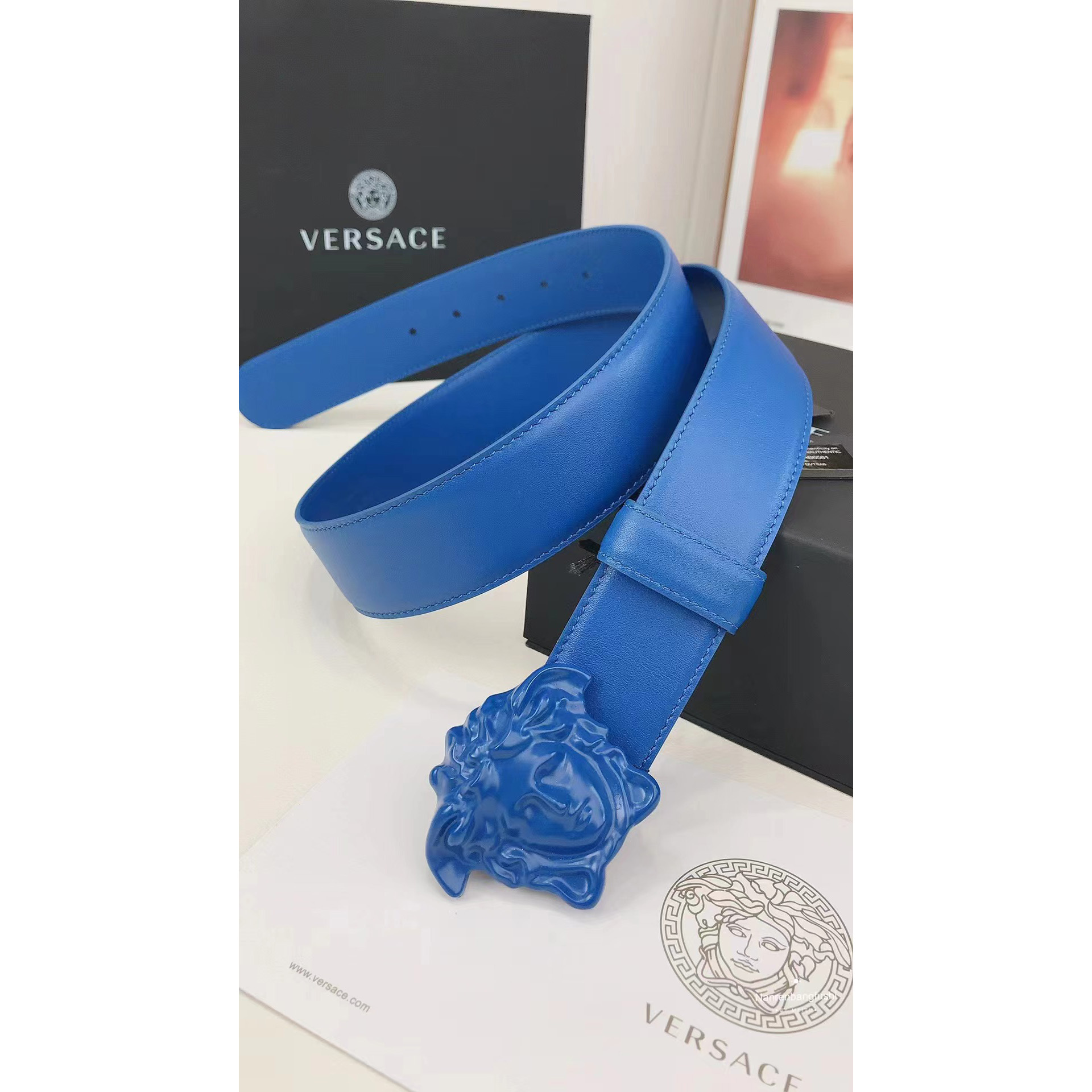 Versace Medusa Head Mens Fashion Blue Belt - DesignerGu