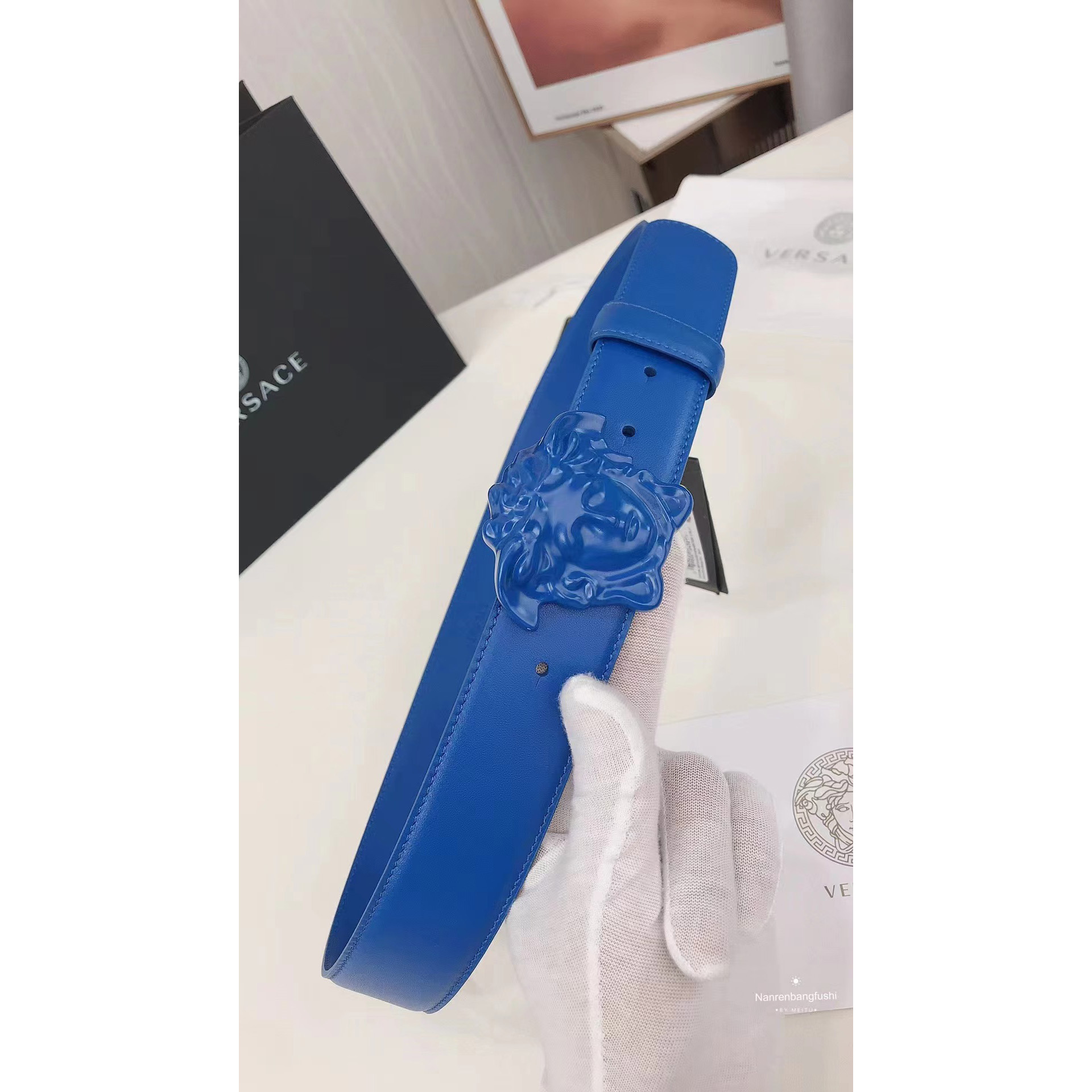 Versace Medusa Head Mens Fashion Blue Belt - DesignerGu