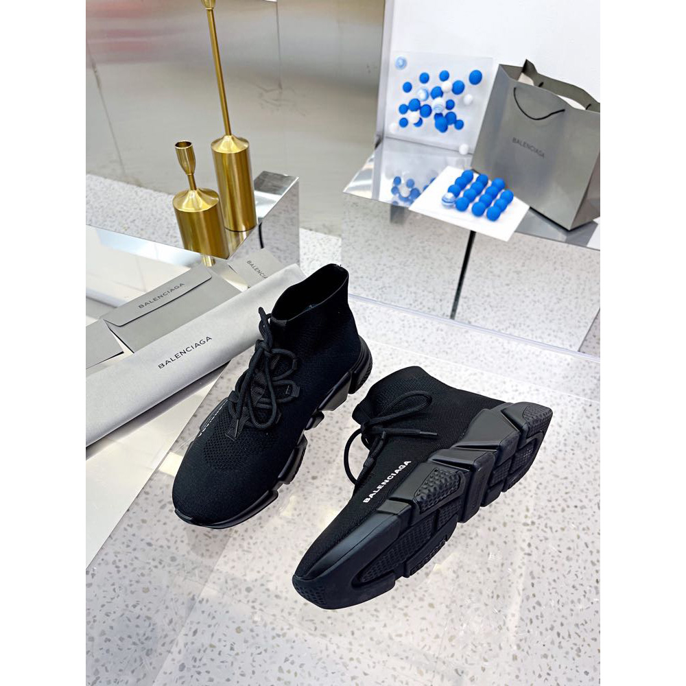 Balenciaga Men's Speed Lace-Up Sneaker In Black - DesignerGu