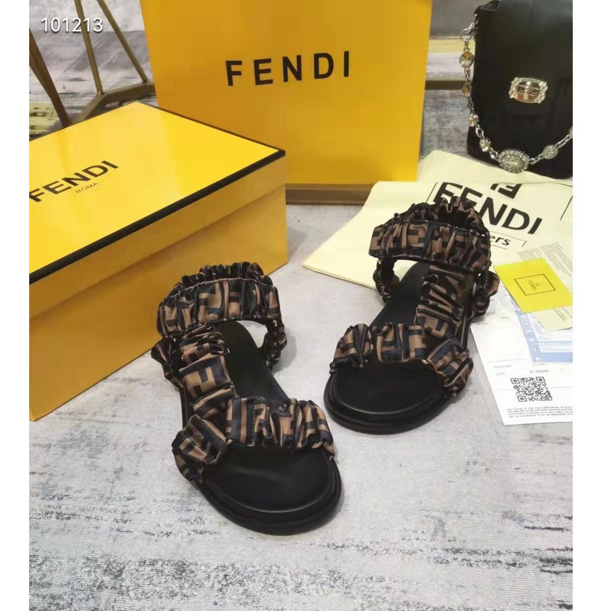 Fendi FF Print Flat Women Sandal - DesignerGu