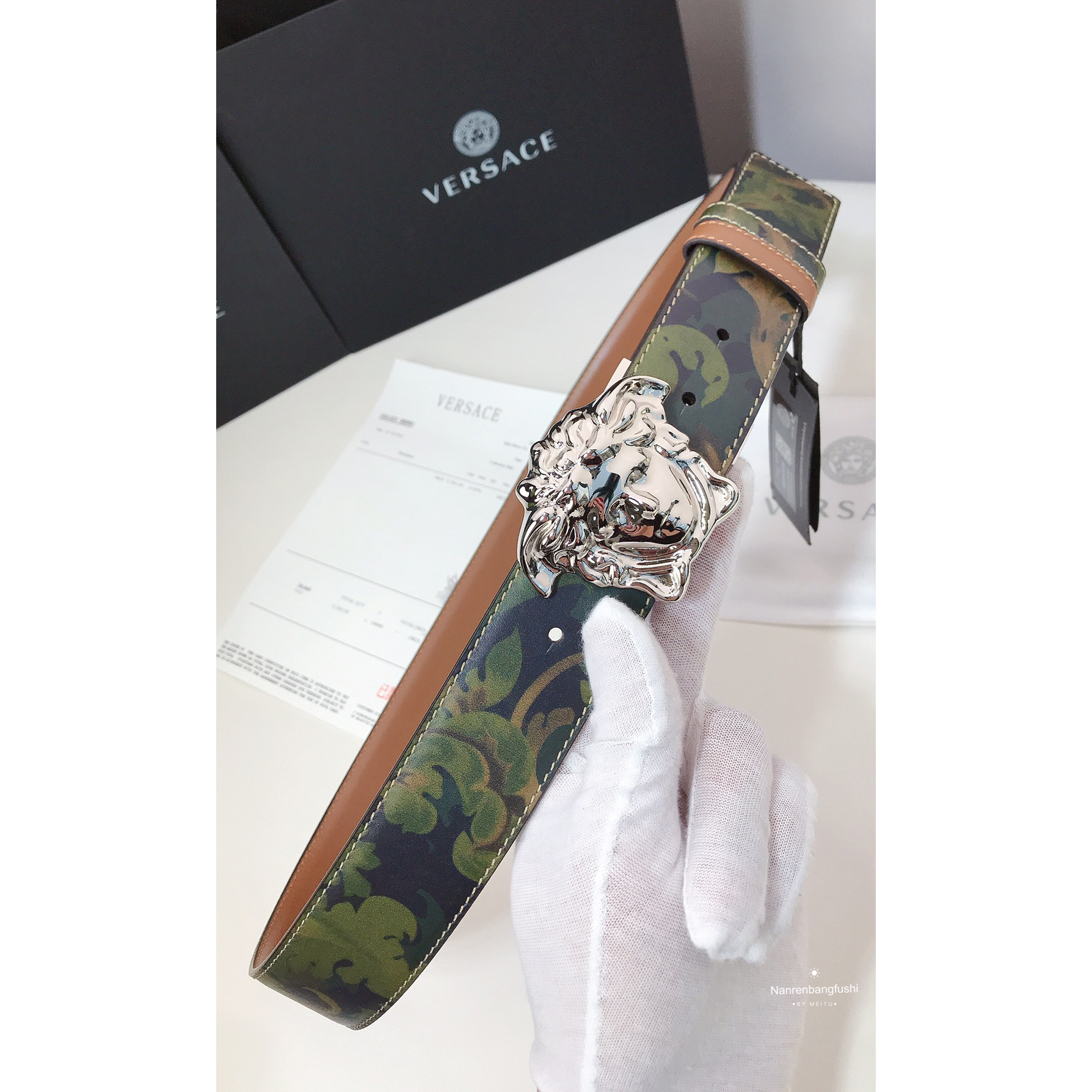 Versace Barocco Print Palazzo 40 MM Belt  - DesignerGu