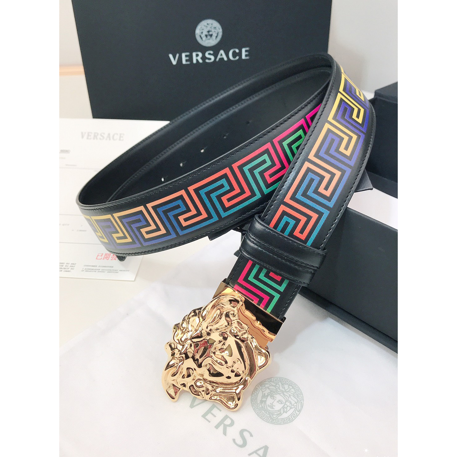 Versace Barocco Print Palazzo 40 MM Belt  - DesignerGu