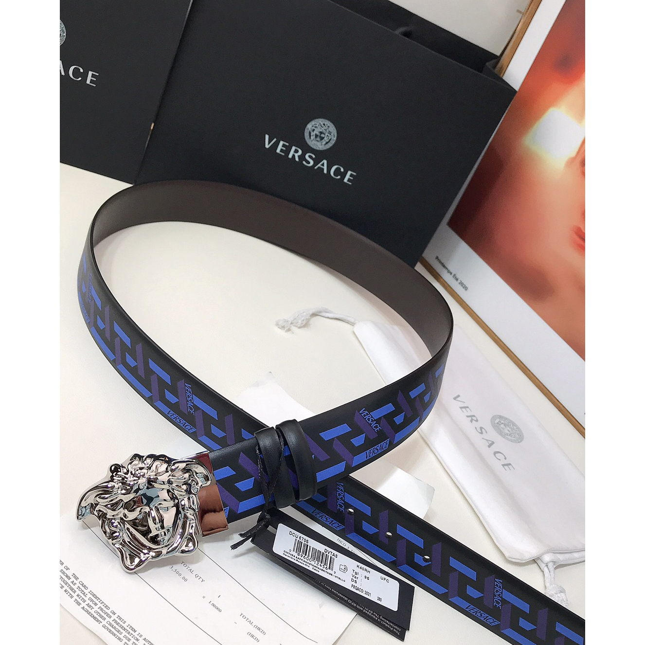 Versace La Greca Print 40 MM Belt  - DesignerGu