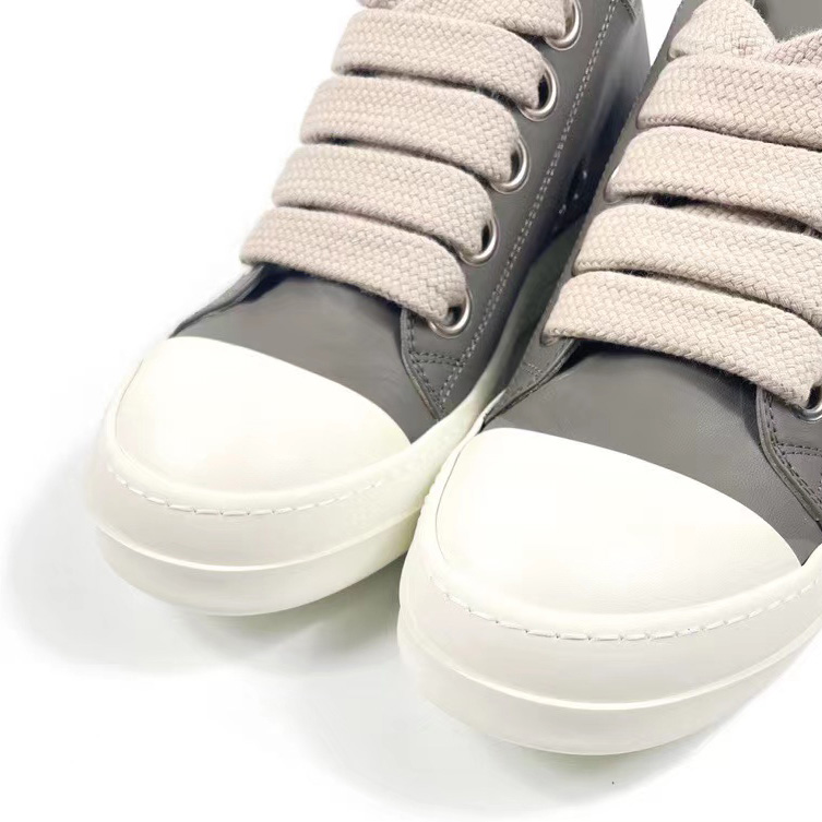 Rick Owens Taupe Calfskin Low Sneakers - DesignerGu