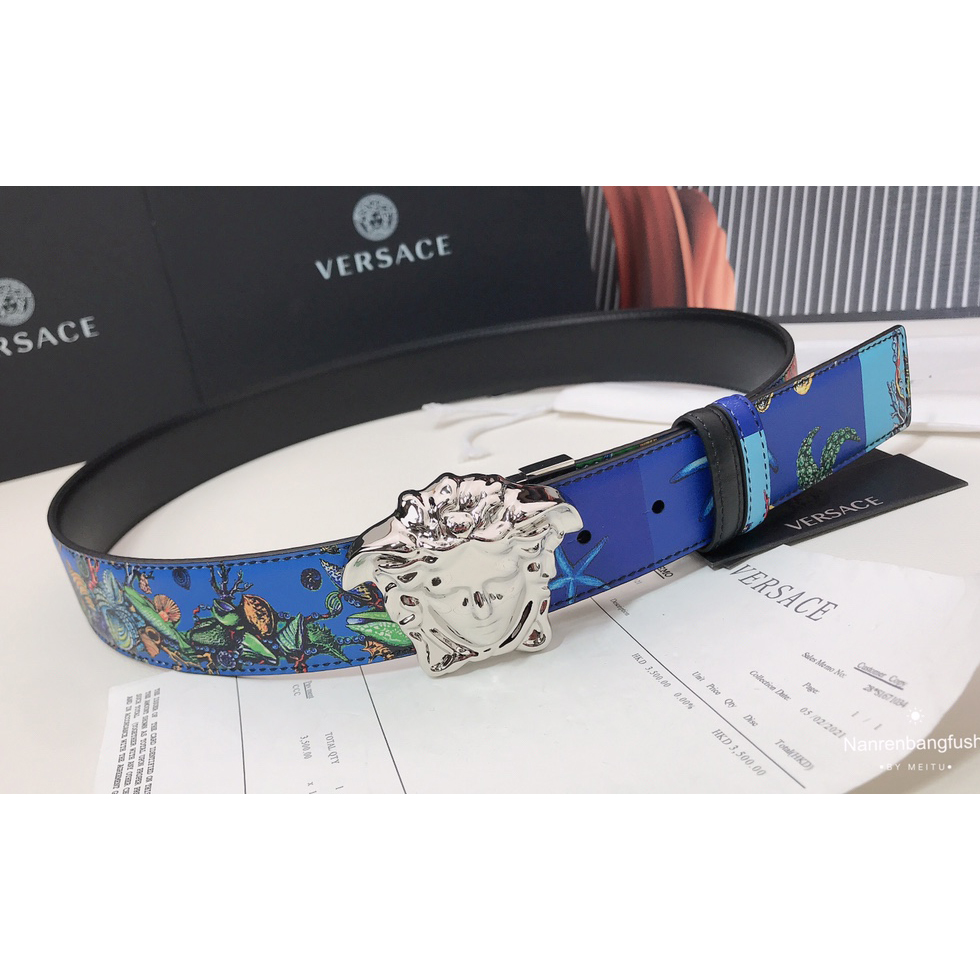 Versace Marine Organism Print 40 MM Belt  - DesignerGu