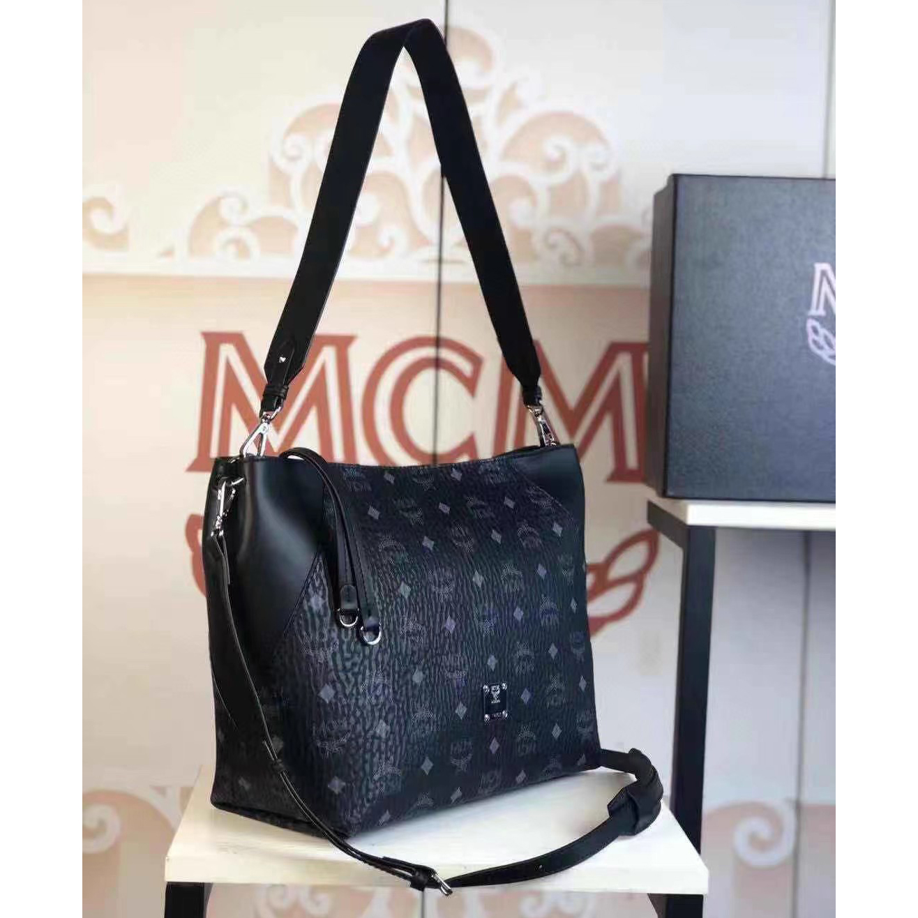 MCM Monogram Print Tote Bag(28-25-14cm) - DesignerGu