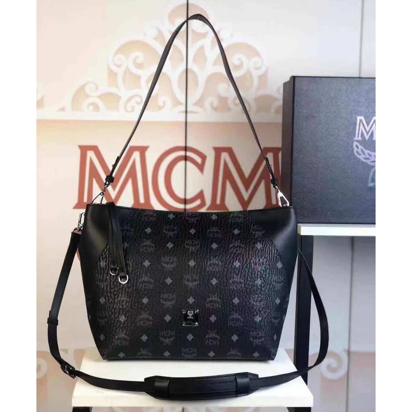 MCM Monogram Print Tote Bag(28-25-14cm) - DesignerGu