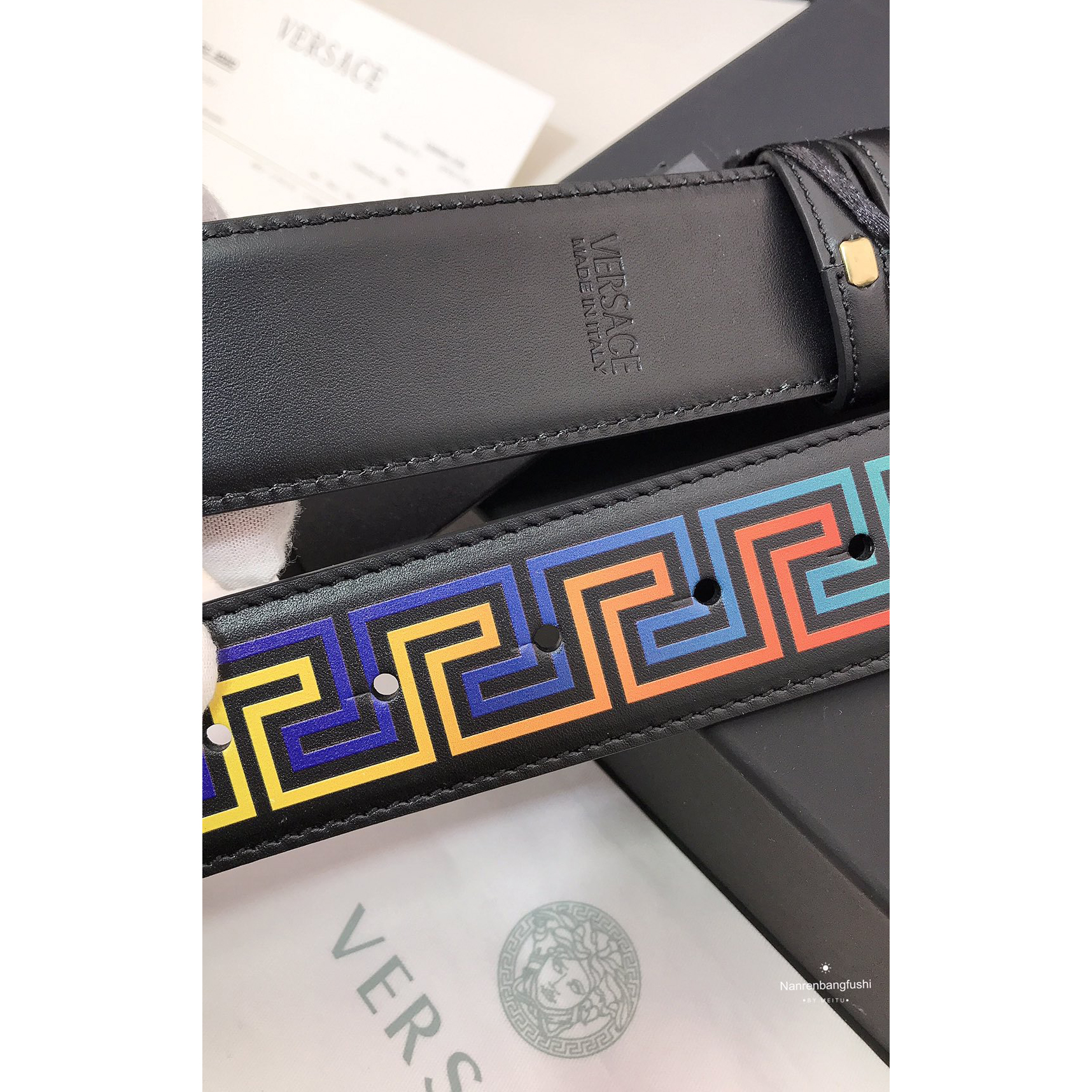 Versace Barocco Print Palazzo 40 MM Belt  - DesignerGu