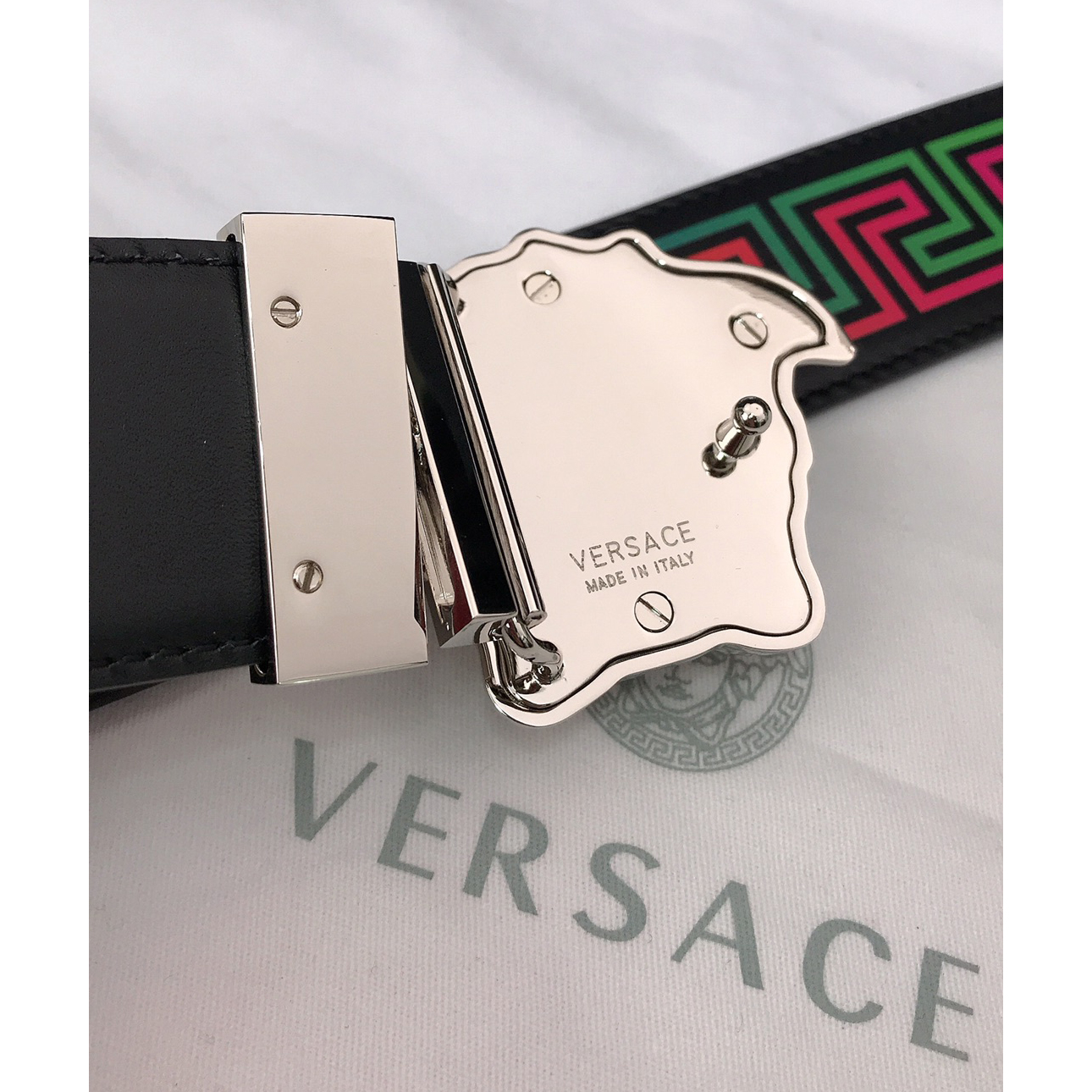 Versace Barocco Print Palazzo 40 MM Belt  - DesignerGu