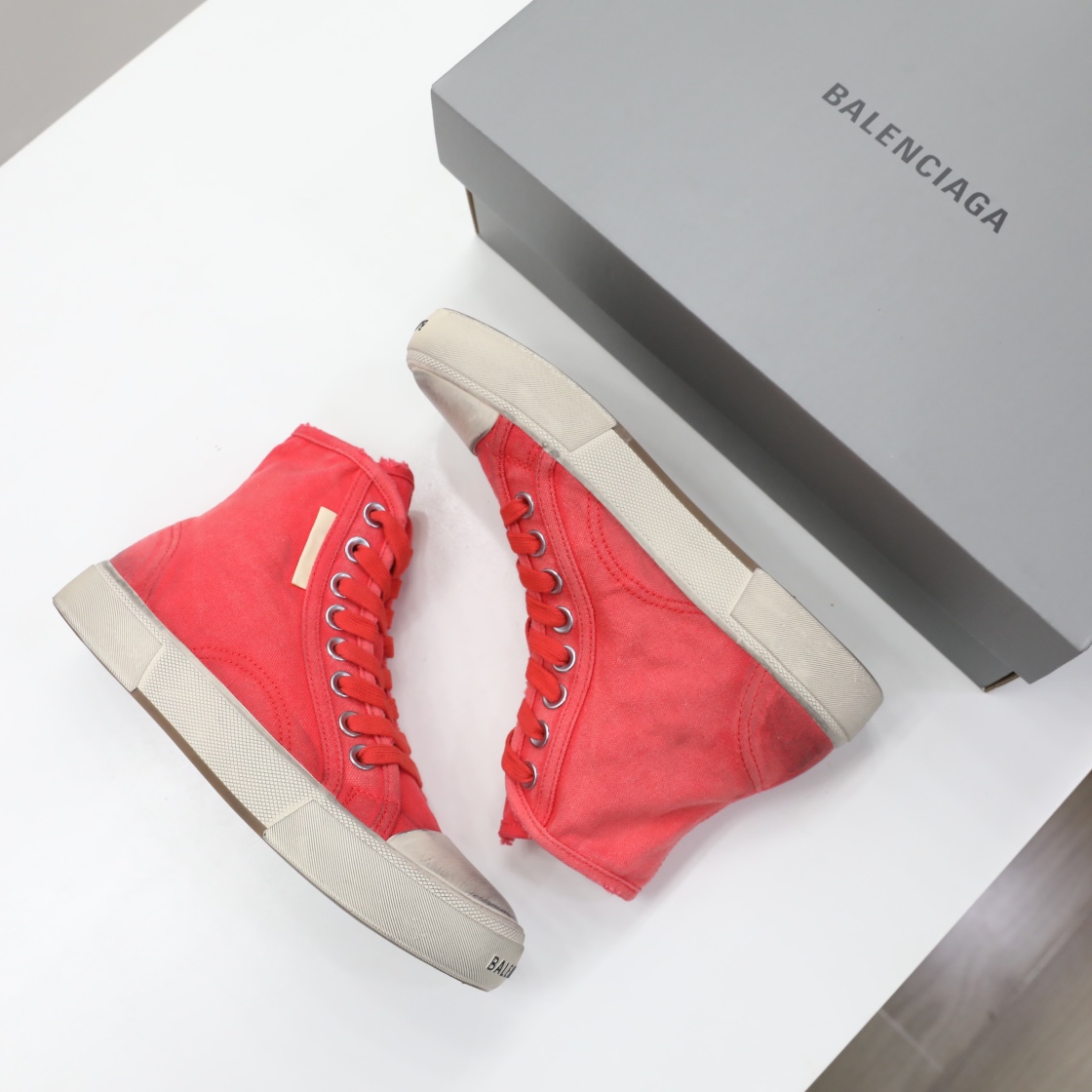 Balenciaga Men's  Paris High Top Sneaker In Red - DesignerGu