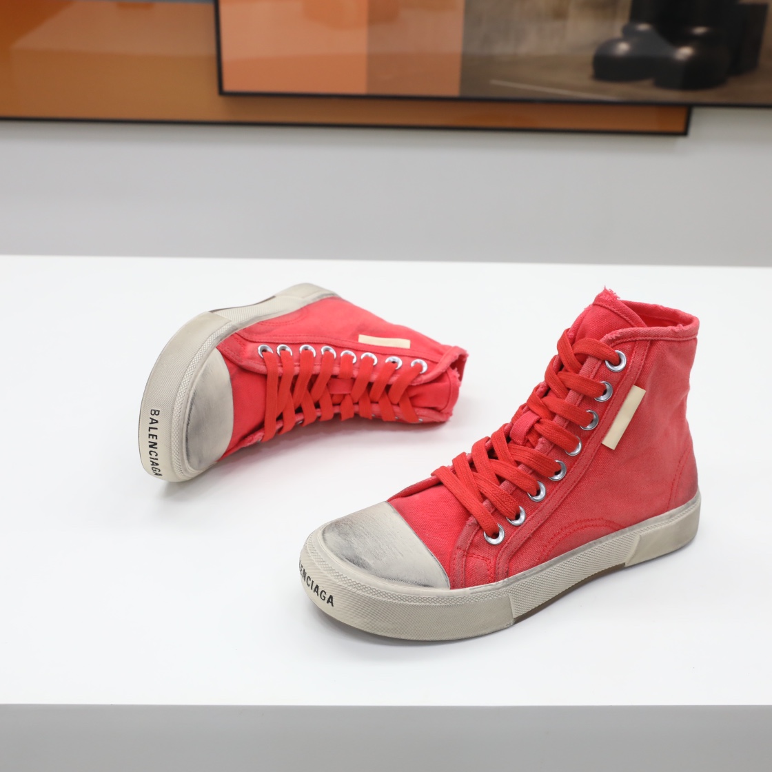 Balenciaga Men's  Paris High Top Sneaker In Red - DesignerGu