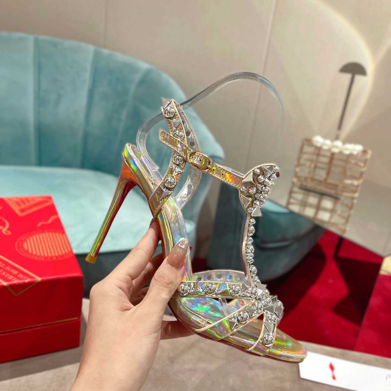 Christian Louboutin Silver Sandal（10cm Heel Height） - DesignerGu