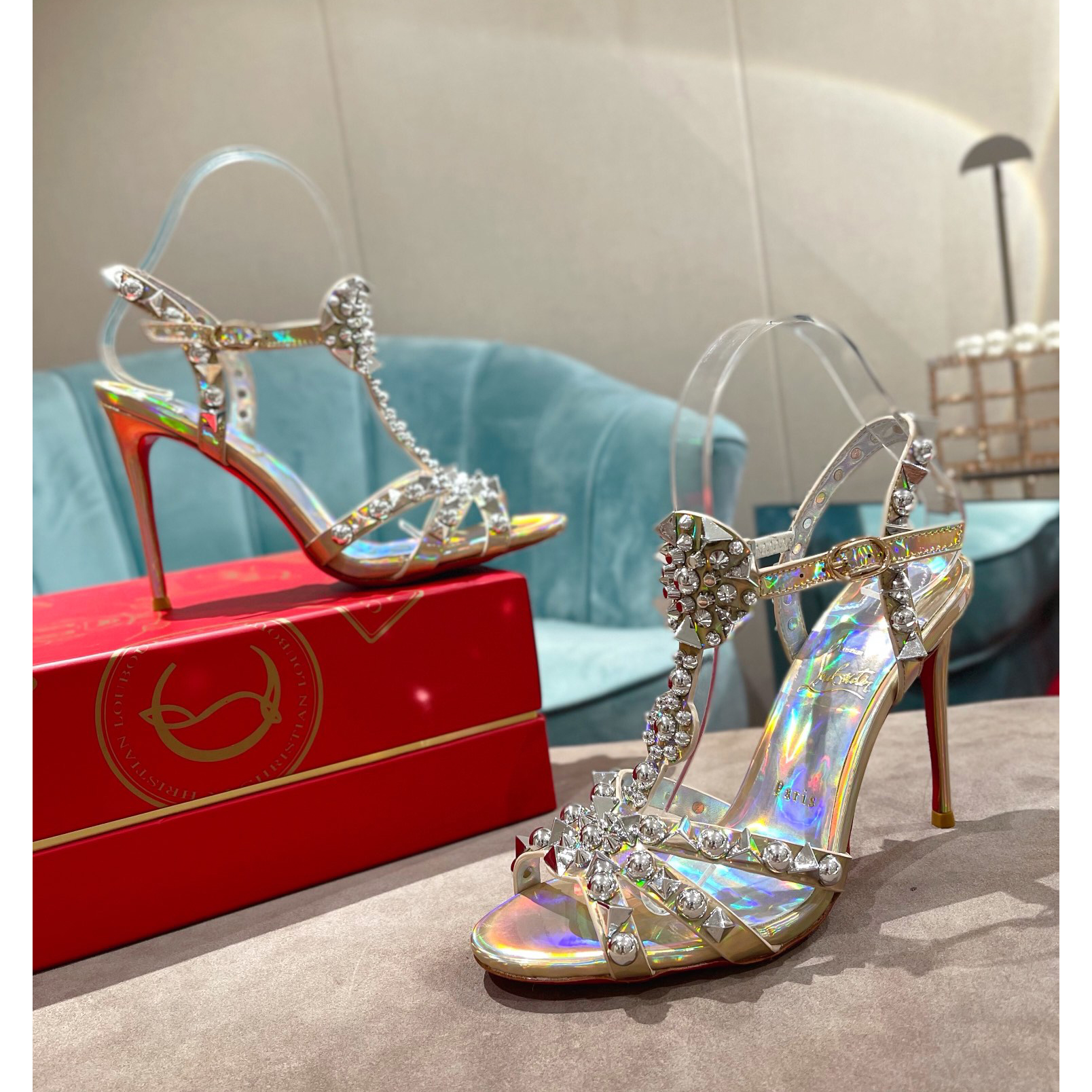 Christian Louboutin Silver Sandal（10cm Heel Height） - DesignerGu