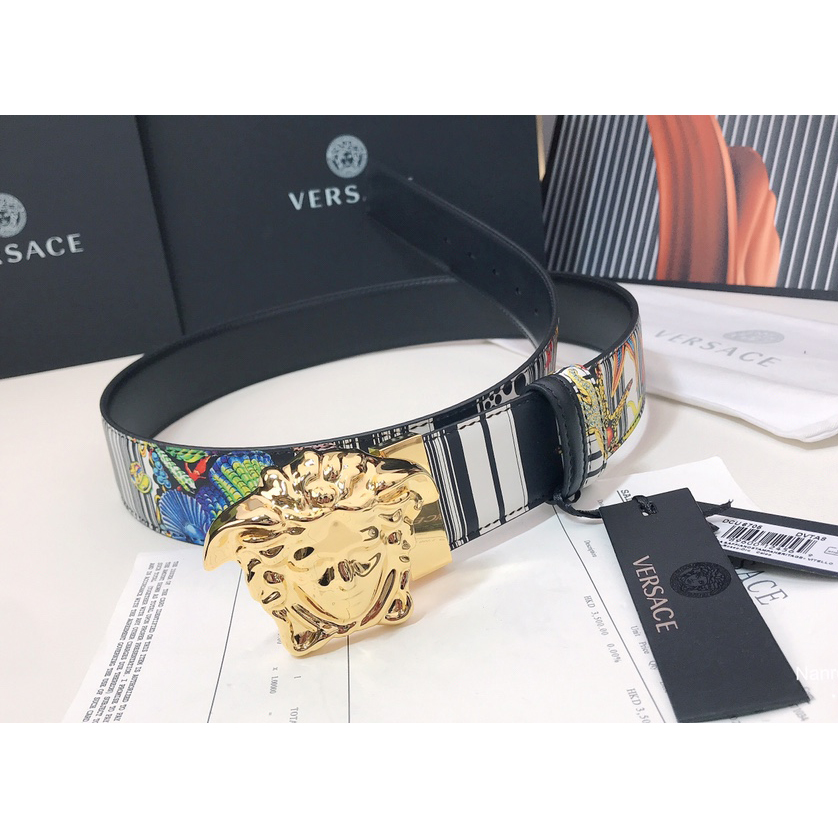 Versace Marine Organism Print 40 MM Belt  - DesignerGu