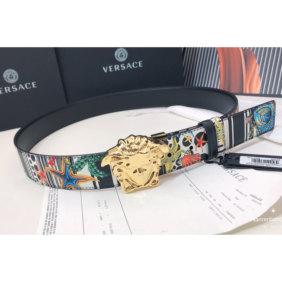 Versace Marine Organism Print 40 MM Belt  - DesignerGu