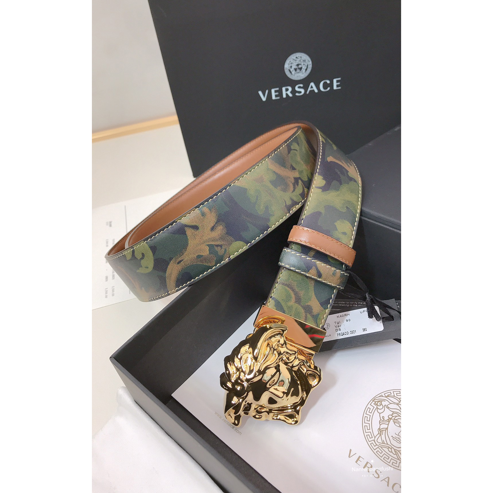 Versace Barocco Print Palazzo 40 MM Belt  - DesignerGu