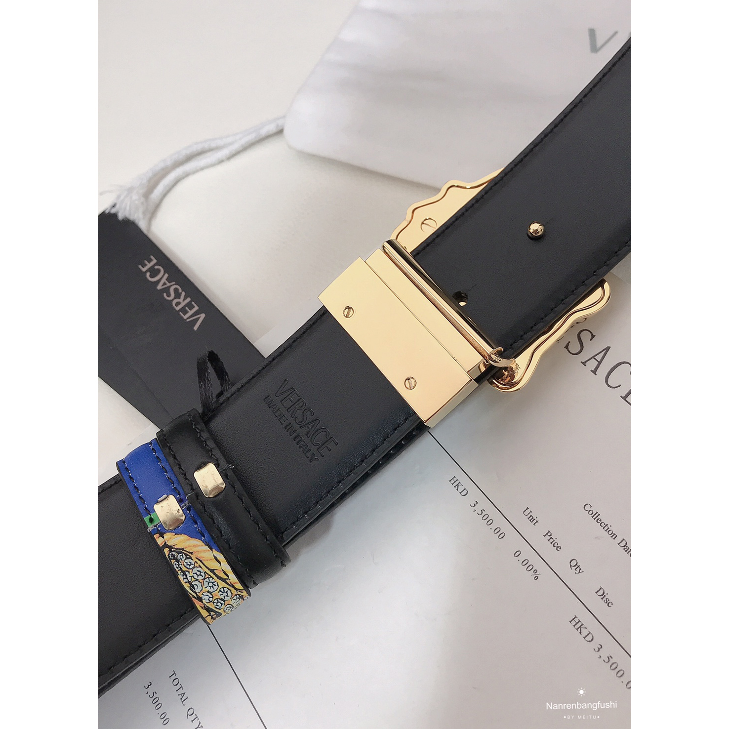 Versace Marine Organism Print 40 MM Belt  - DesignerGu