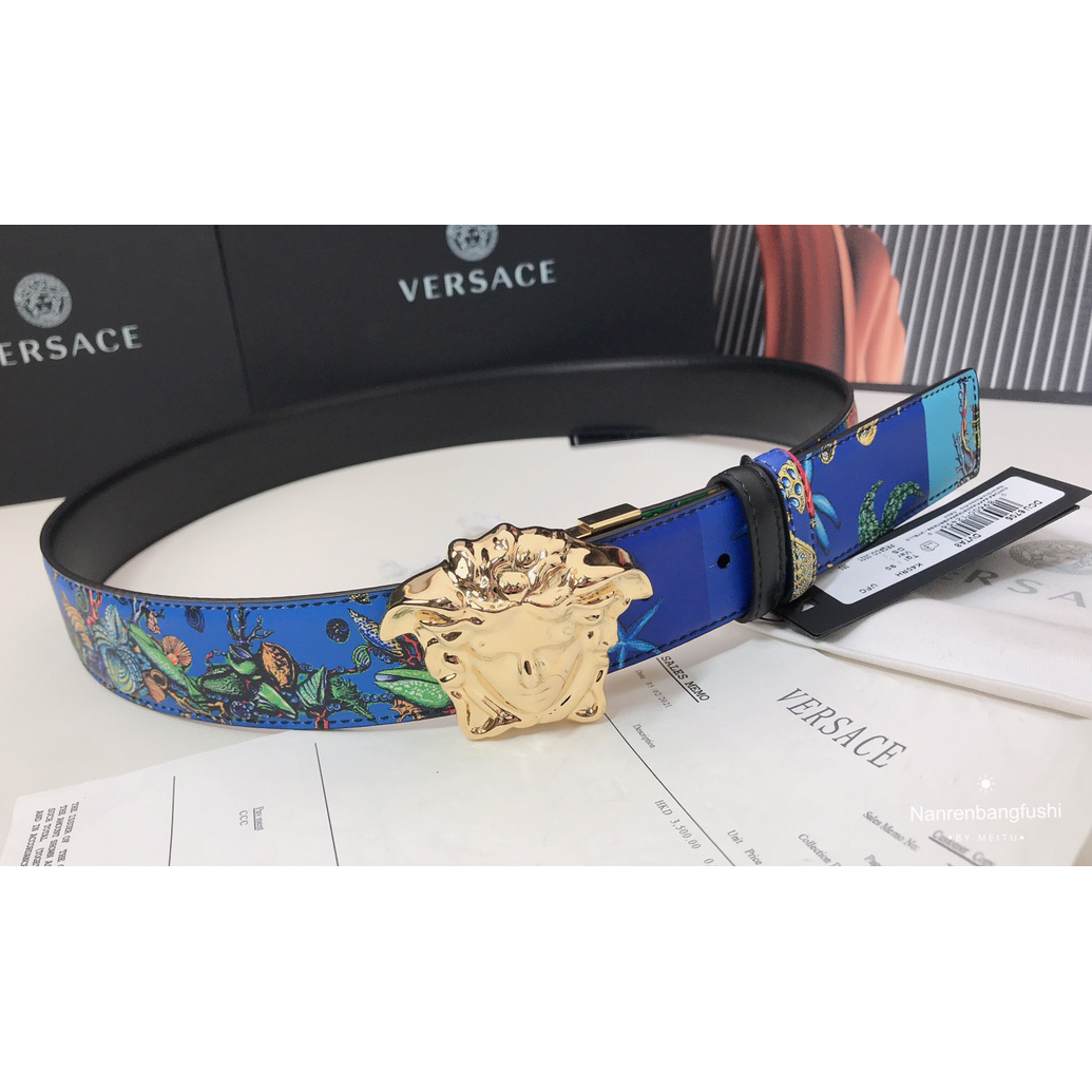 Versace Marine Organism Print 40 MM Belt  - DesignerGu