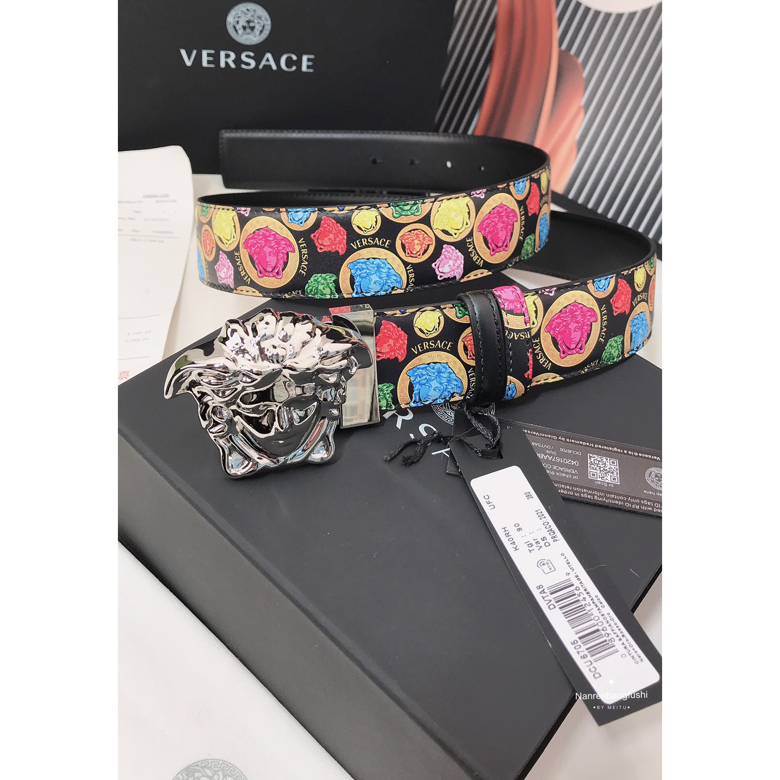 Versace Medusa Print 40 MM Belt  - DesignerGu