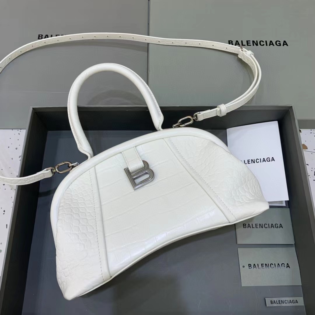 Balenciaga Women's Editor Small Bag Crocodile Embossed In White（27-15.5-11CM） - DesignerGu