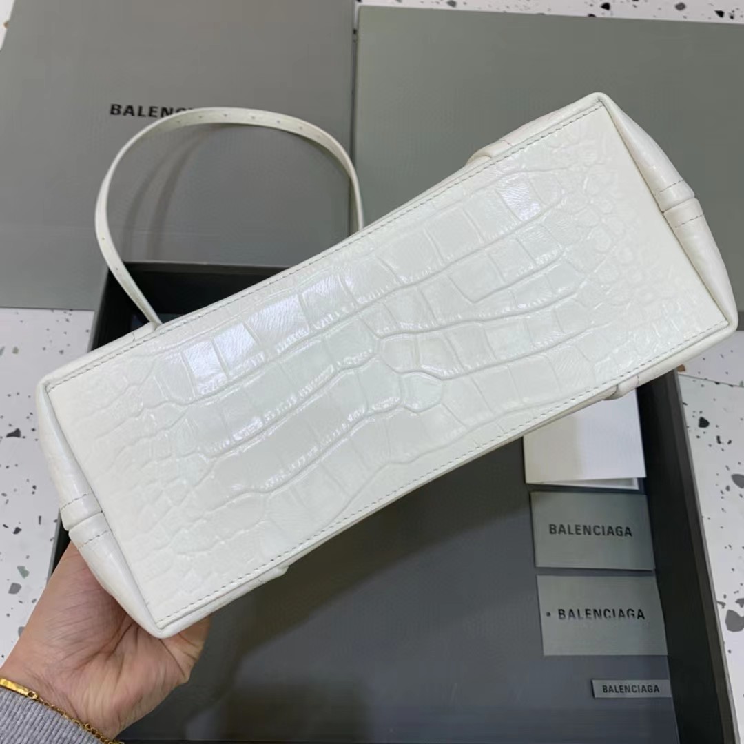 Balenciaga Women's Editor Small Bag Crocodile Embossed In White（27-15.5-11CM） - DesignerGu