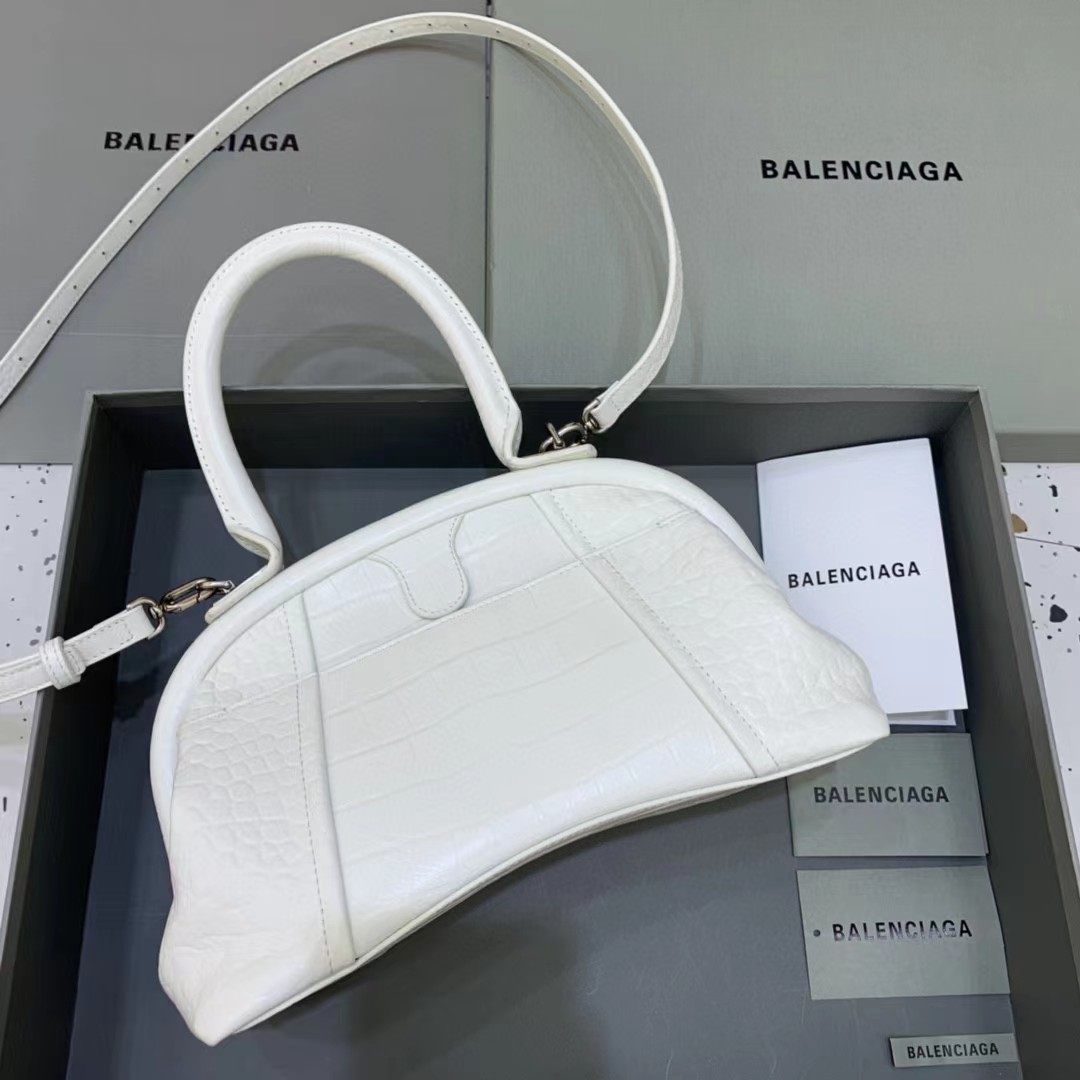 Balenciaga Women's Editor Small Bag Crocodile Embossed In White（27-15.5-11CM） - DesignerGu