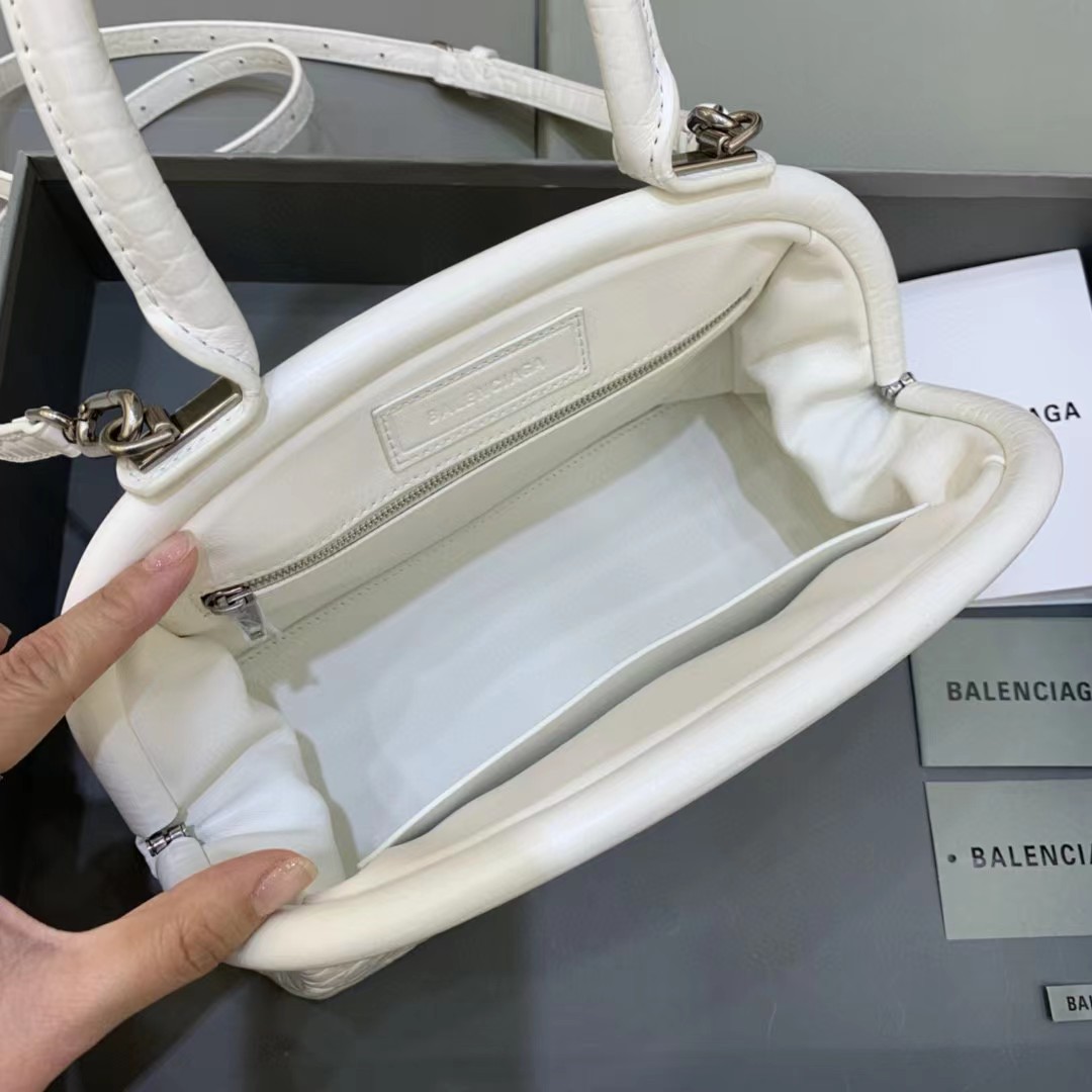 Balenciaga Women's Editor Small Bag Crocodile Embossed In White（27-15.5-11CM） - DesignerGu