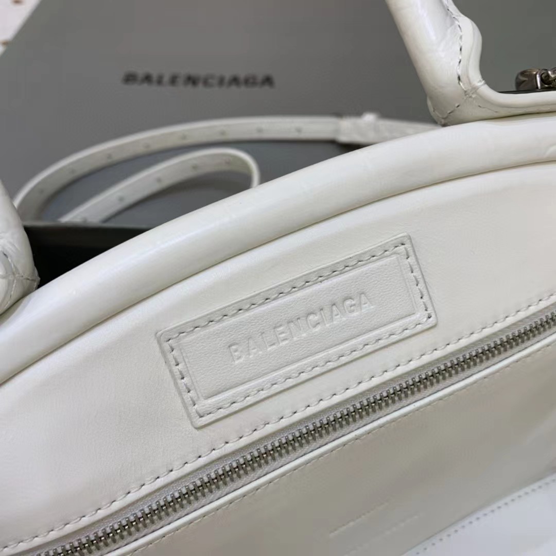 Balenciaga Women's Editor Small Bag Crocodile Embossed In White（27-15.5-11CM） - DesignerGu