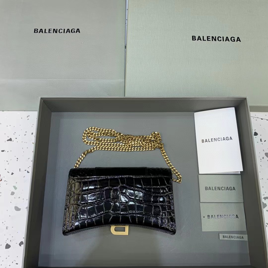 Balenciaga Hourglass Wallet On Chain (19.5-12-5cm) - DesignerGu