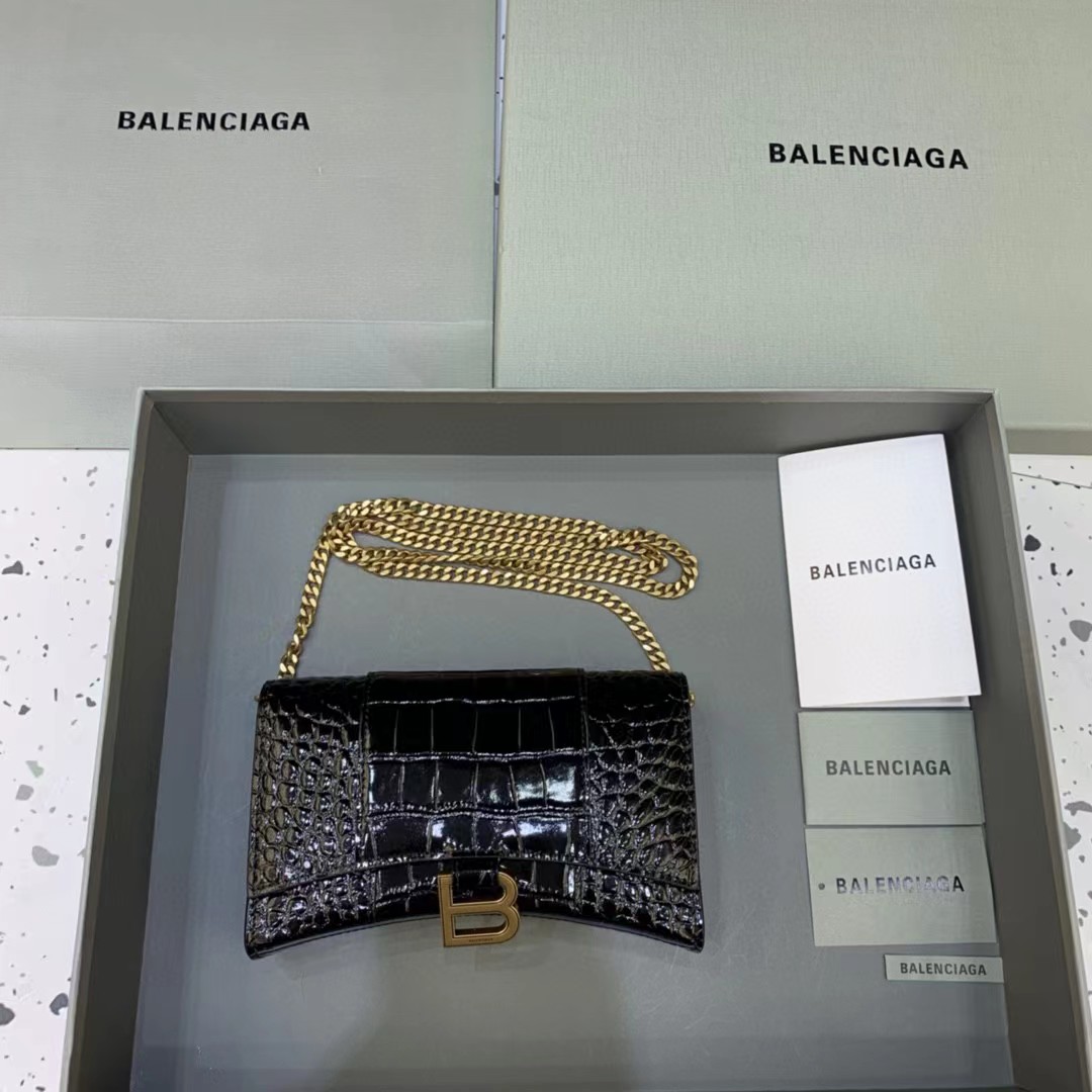 Balenciaga Hourglass Wallet On Chain (19.5-12-5cm) - DesignerGu