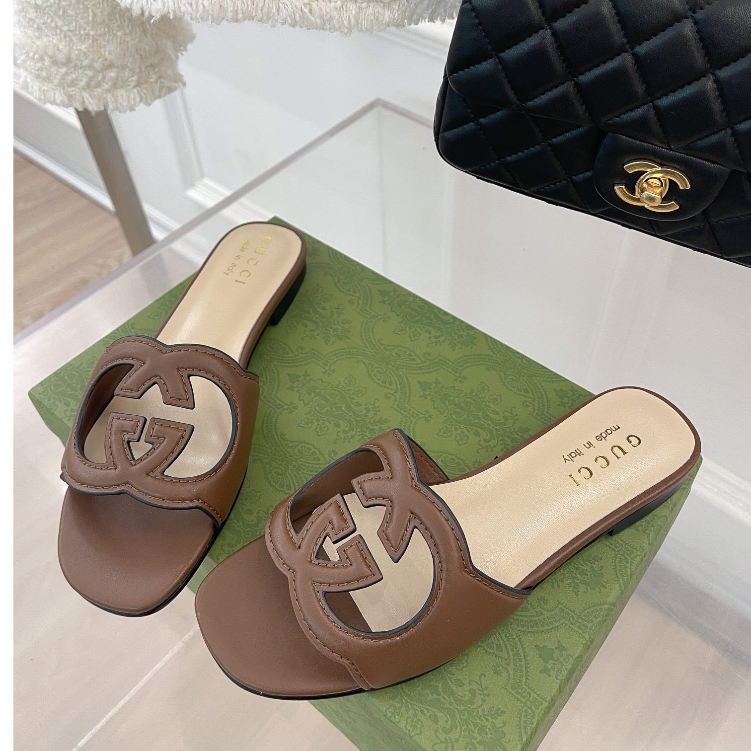 Gucci Women's Interlocking G Cut-Out Slide Sandal - DesignerGu