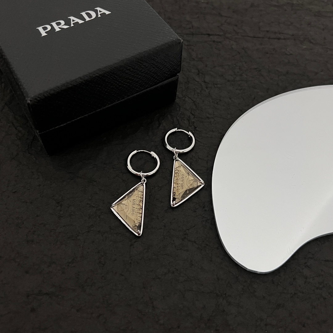 Prada Stone Jewels Pendant Earring - DesignerGu