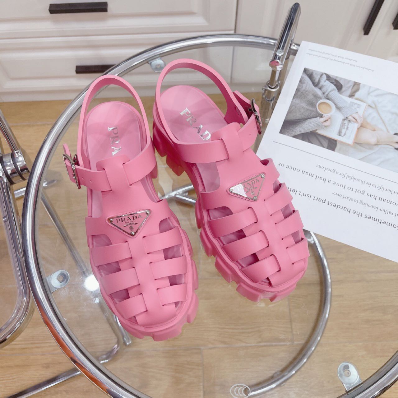 Prada Foam Rubber Sandals In Begonia Pink - DesignerGu