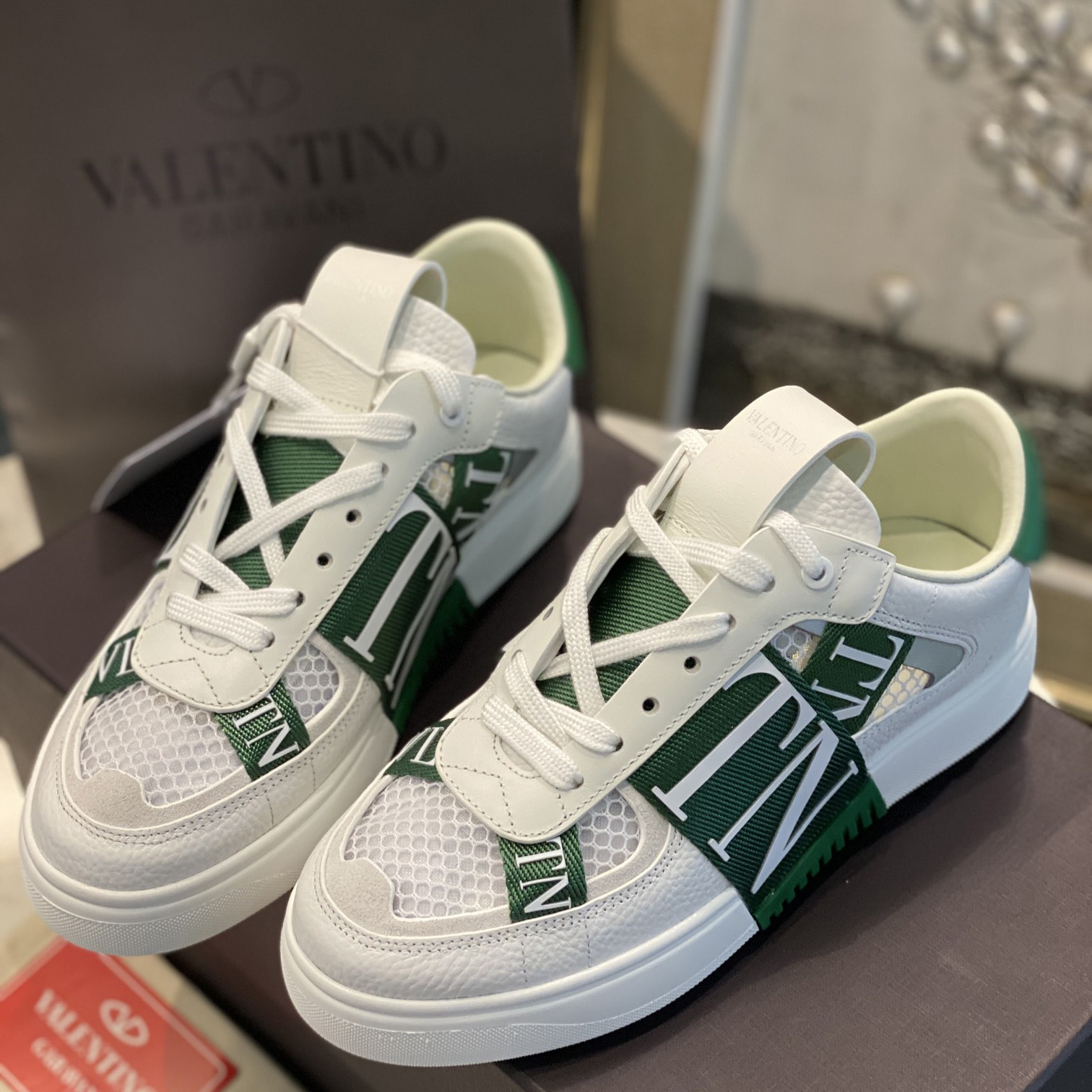 Valenti  VL7N Low-Top Sneakers In Calfskin And Mesh Fabric With Bands - DesignerGu