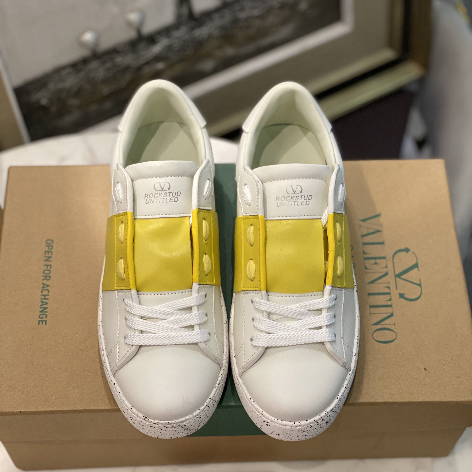 Valenti Open For A Change Sneaker In Bio-Based Material In White/Lemon Cream - DesignerGu