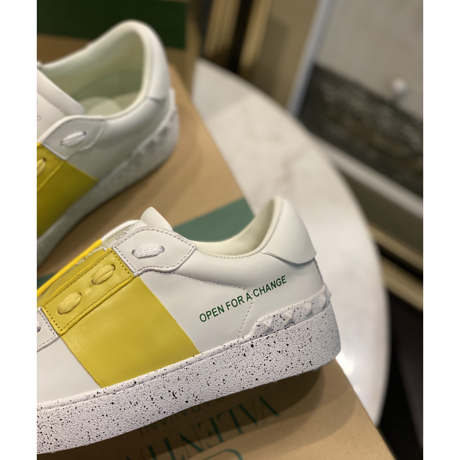 Valenti Open For A Change Sneaker In Bio-Based Material In White/Lemon Cream - DesignerGu