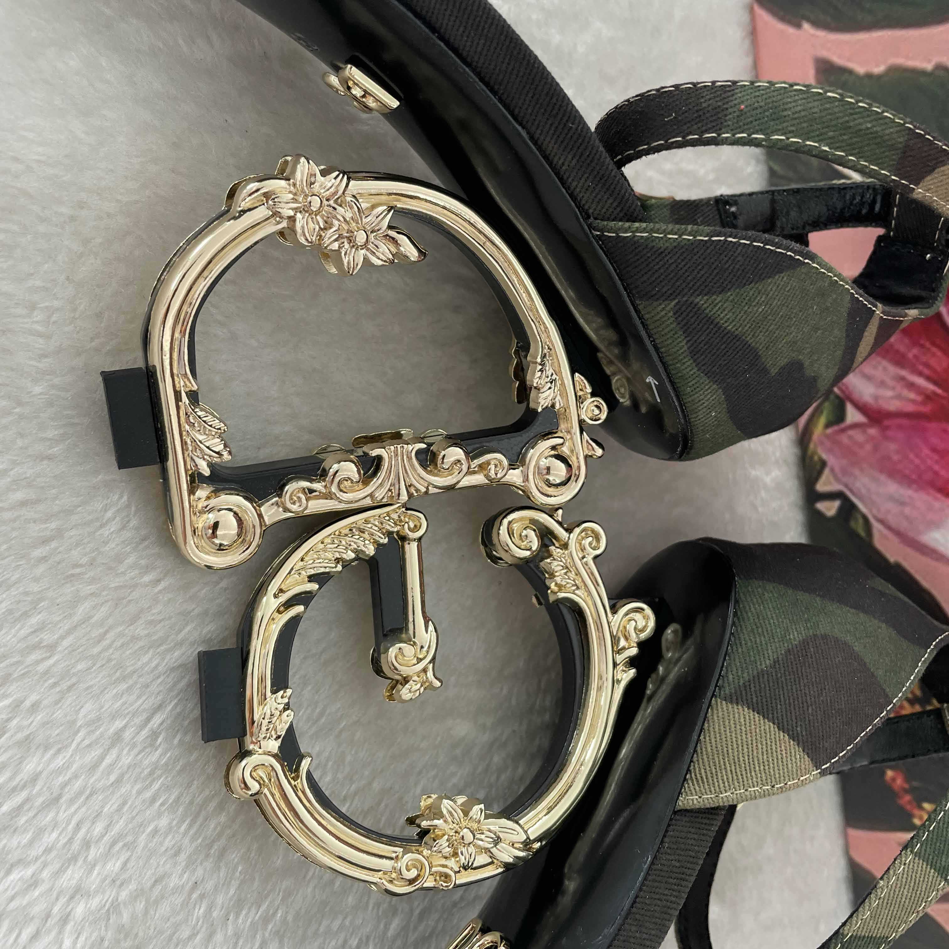 Dolce & Gabbana  Baroque DG Sandals In Camouflage Patchwork - DesignerGu