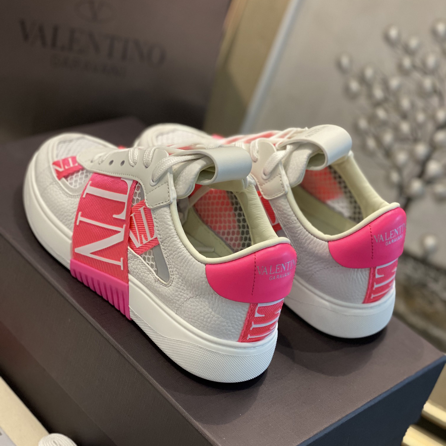 Valenti Low-Top Calfskin And Mesh VL7N Sneaker With Bands - DesignerGu