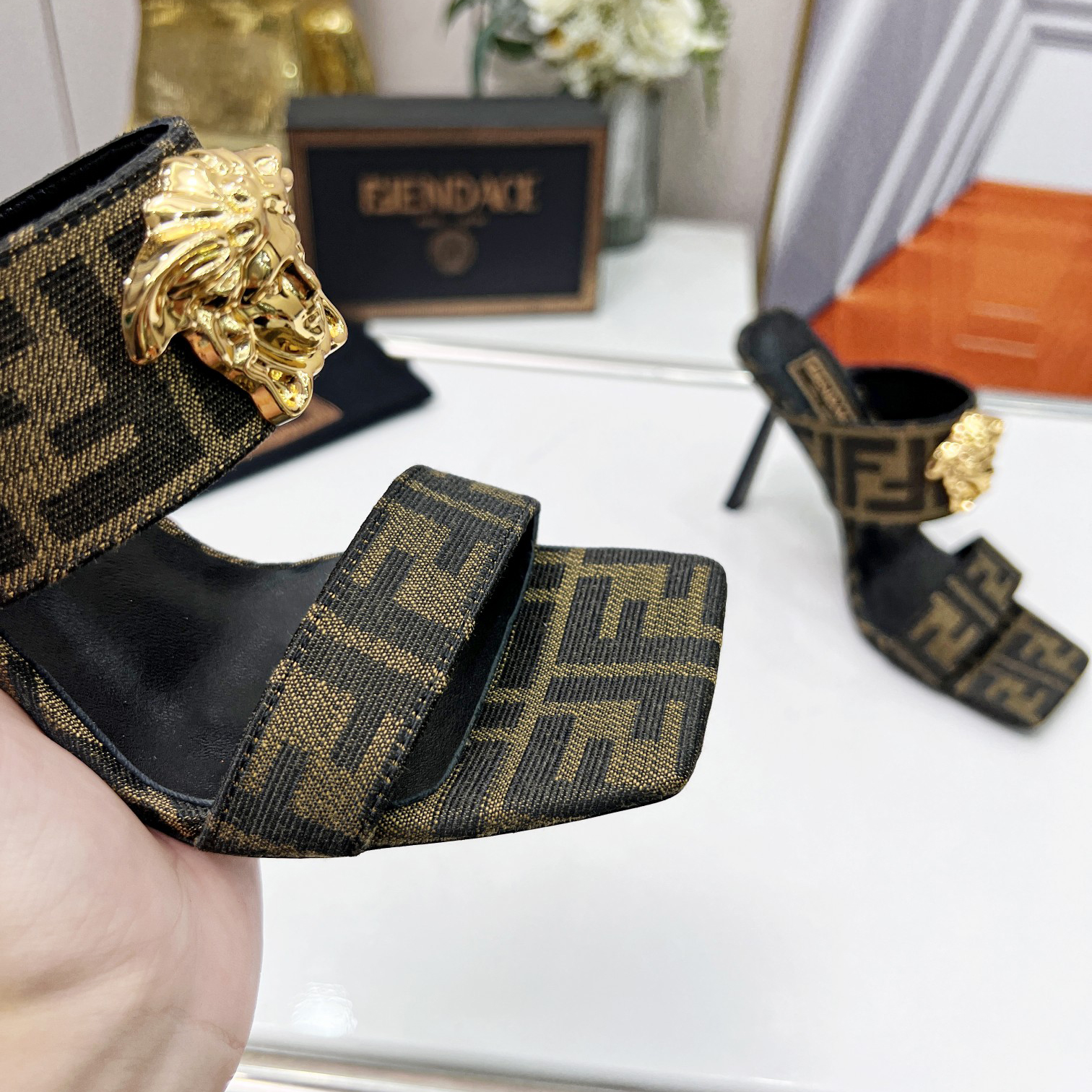 Versace Fendace  FF Jacquard Mules - DesignerGu