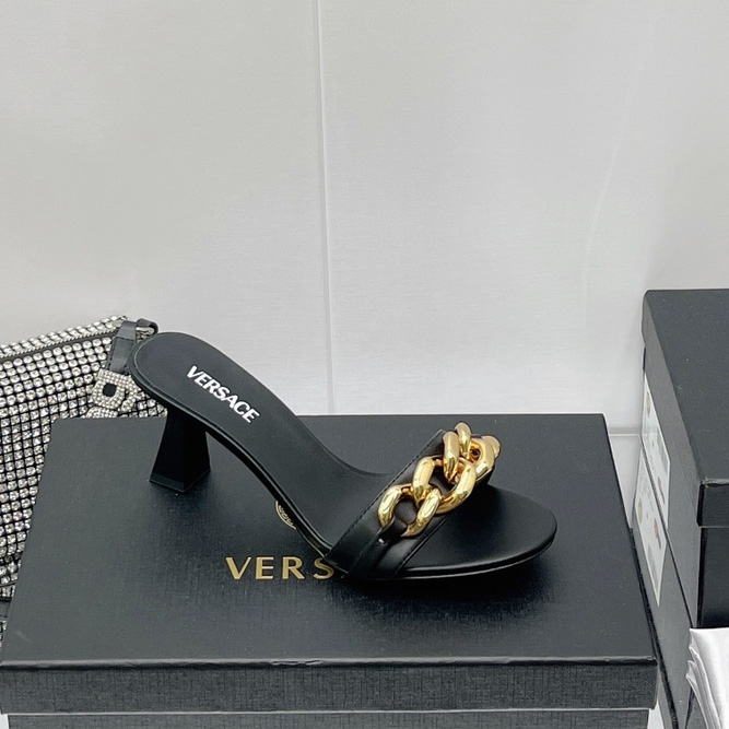 Versace Chain Mid-Heel Sandals— Heel height：70mm - DesignerGu