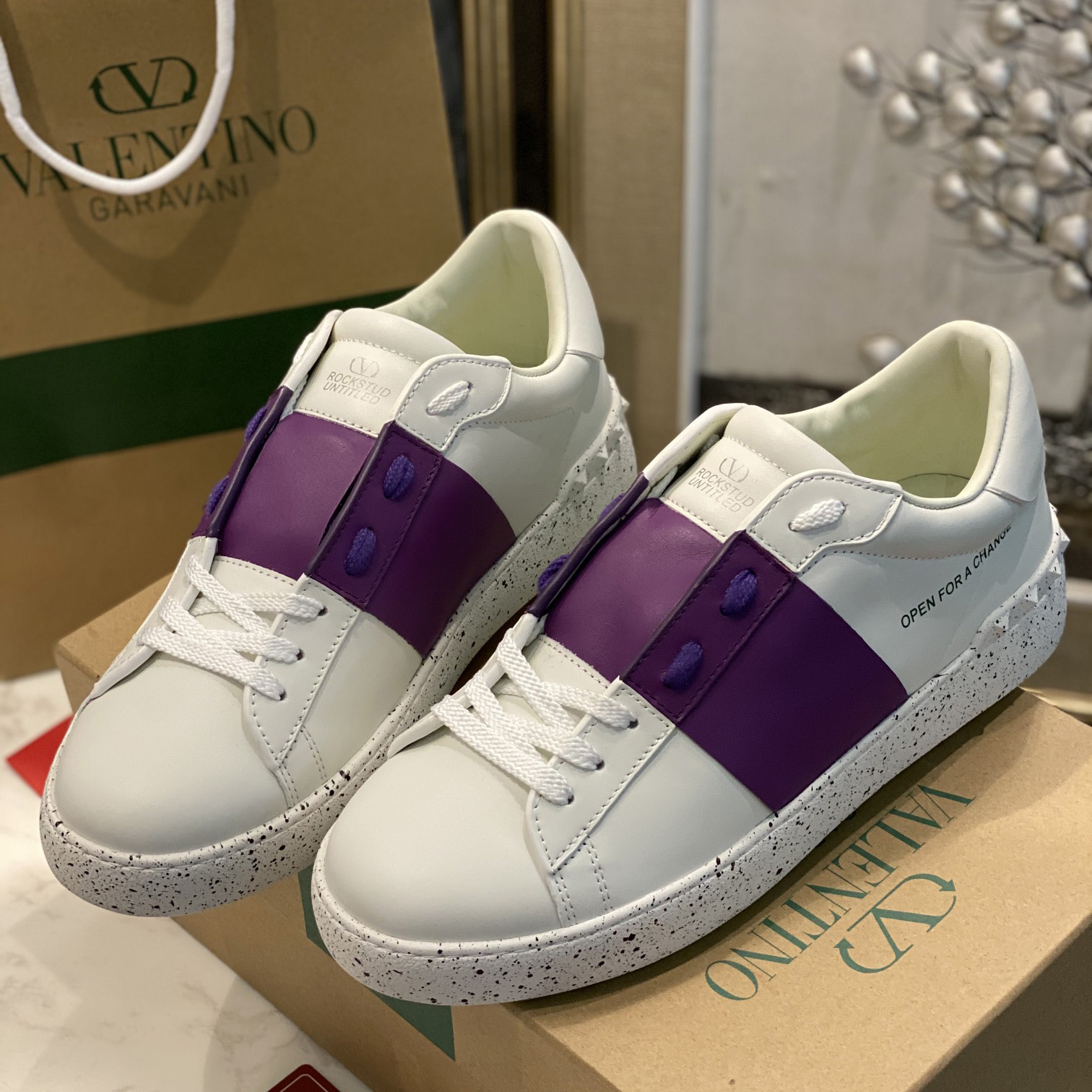 Valenti Open For A Change Sneaker In Bio-Based Material In White/Sunset Purple - DesignerGu