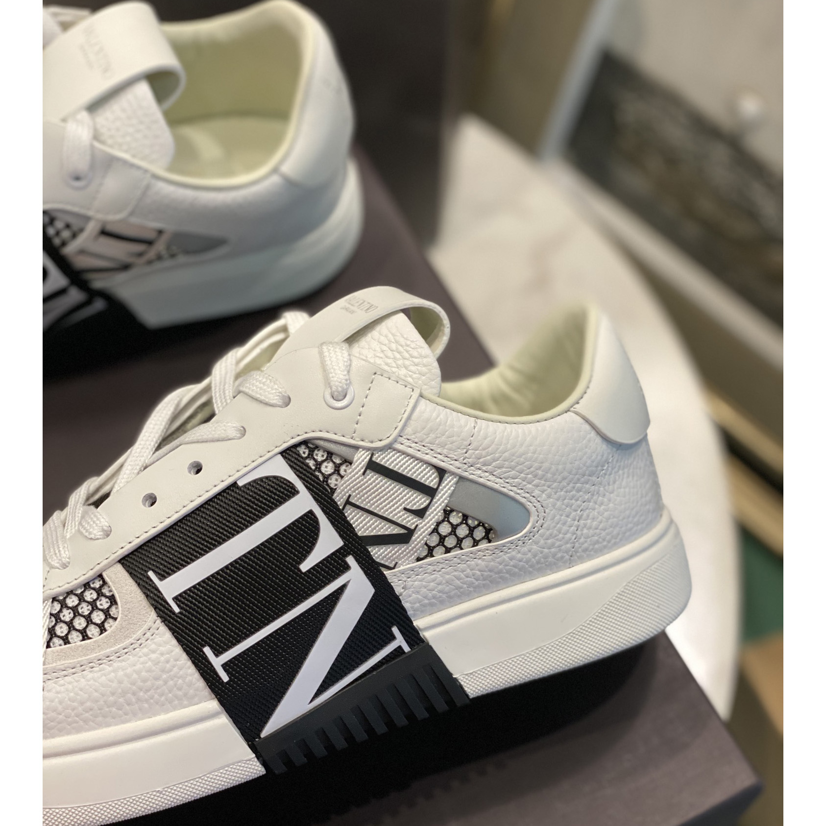 Valenti VL7N Low-Top Sneakers In Calfskin And Mesh Fabric With Bands - DesignerGu