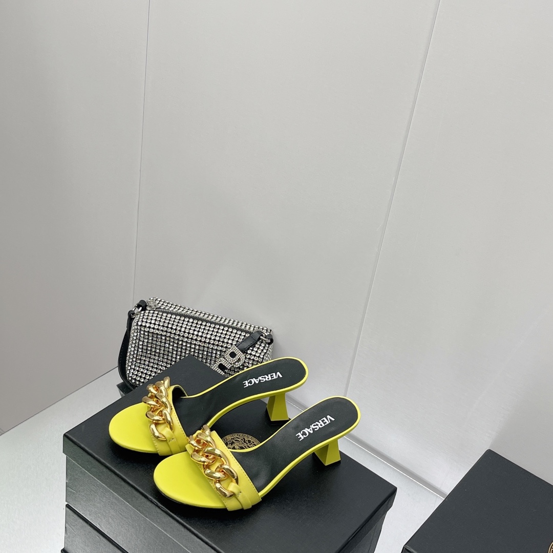 Versace Chain Mid-Heel Sandals— Heel height：70mm - DesignerGu