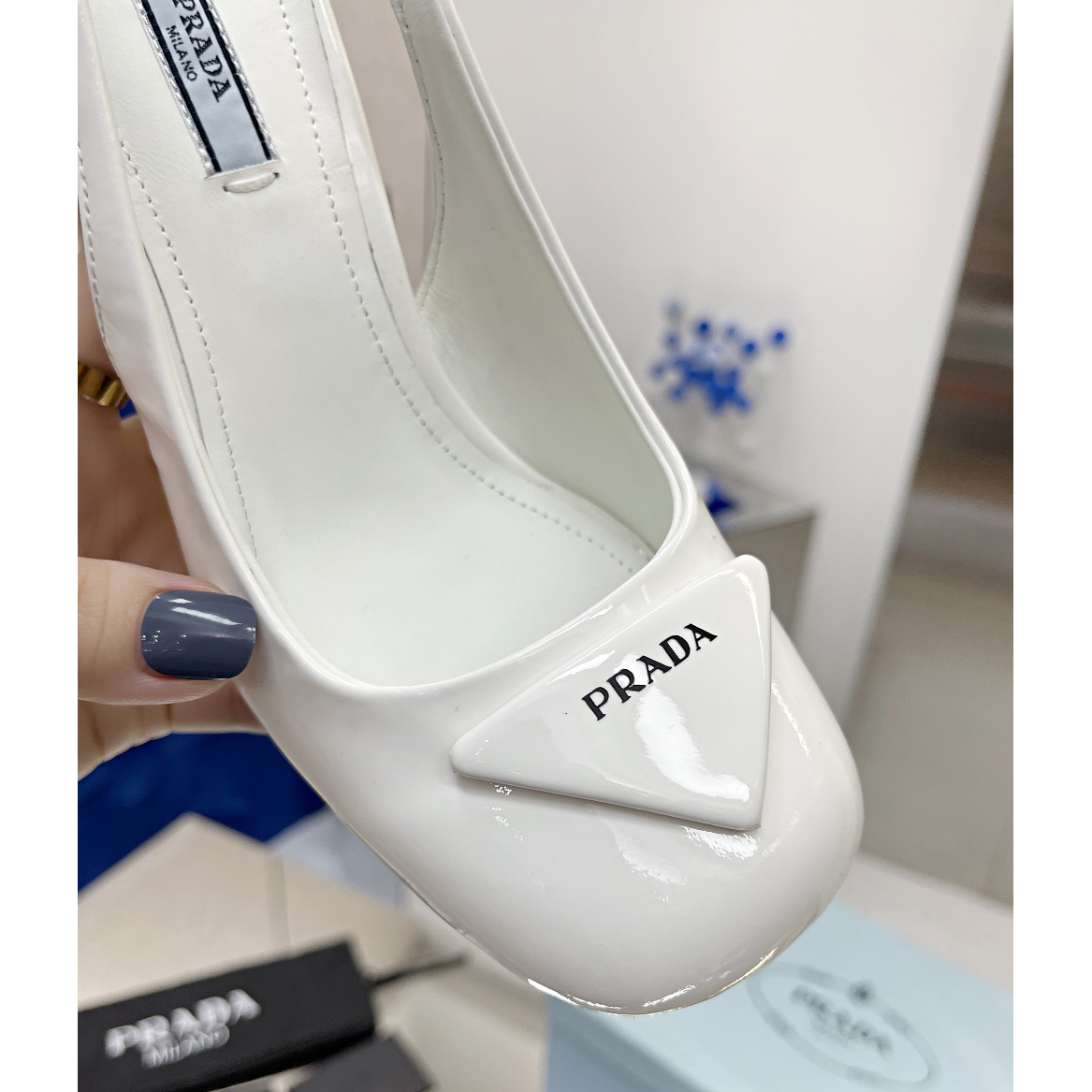 Prada Patent Leather Sling-Back Pumps - DesignerGu