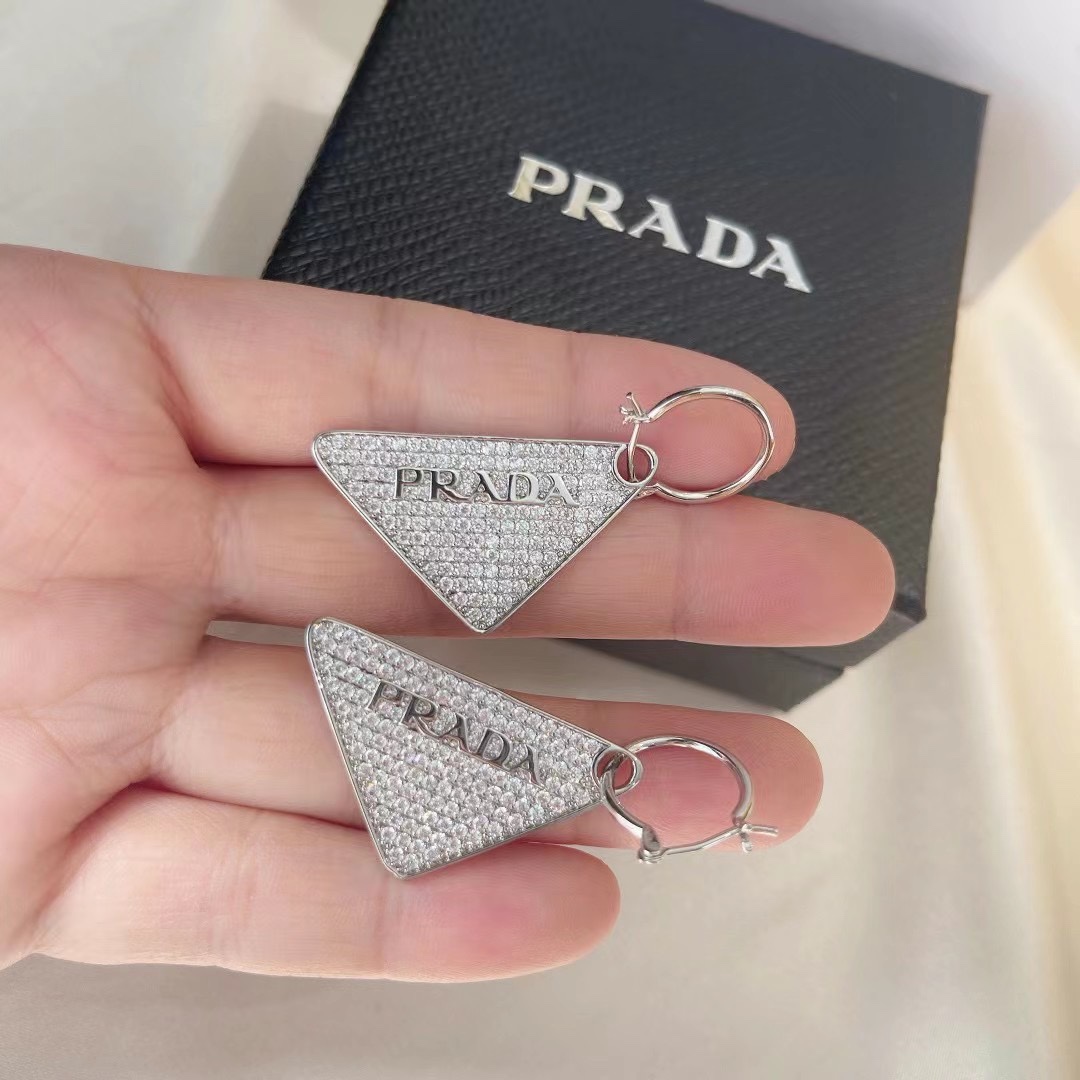 Prada Crystal Logo Jewels Earring - DesignerGu